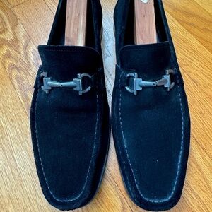 Salvatore Ferragamo -- Black Suede Gancini Bit Loafers